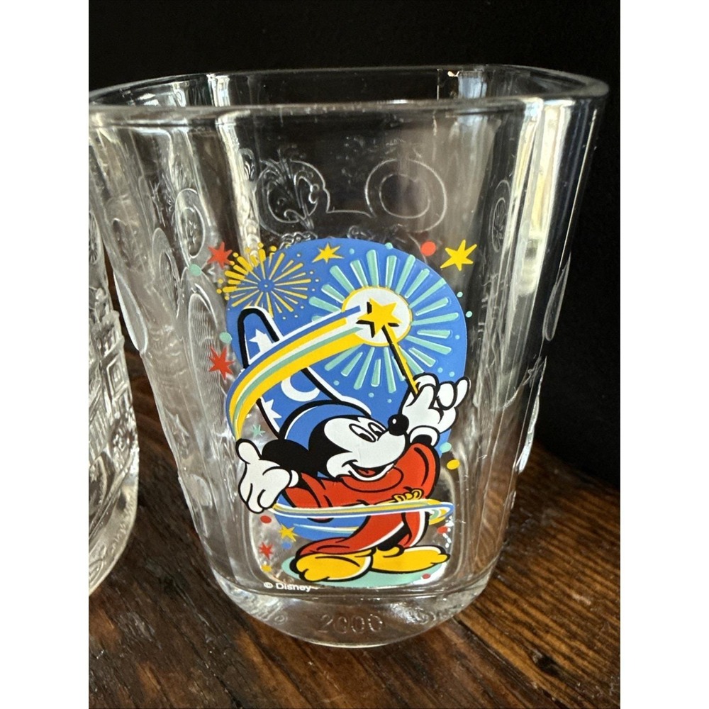 McDonald's Sorcerer Mickey Glass Cups Millennium Celebration2000 Vintage Glasses - Picture 3 of 6